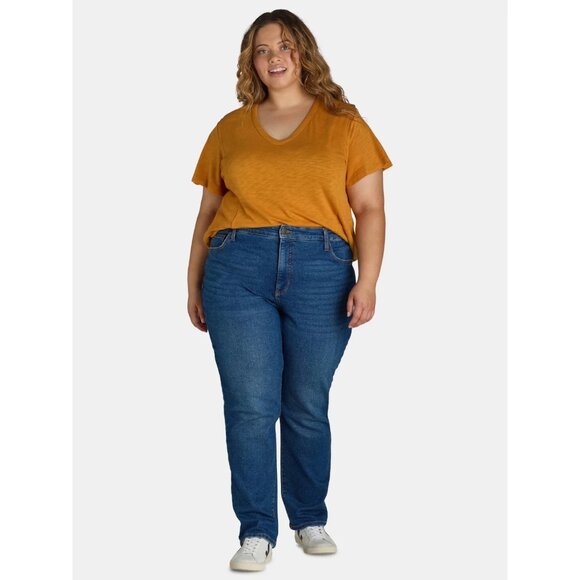 Terra & Sky Women's Plus Size Core Straight Leg Jeans, Size 18W, 27” inseam - Picture 2 of 5